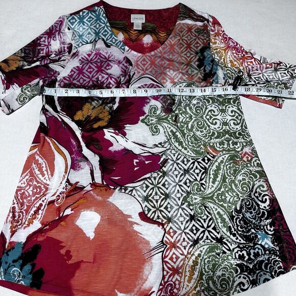 Chico’s Women’s Multicolor Floral Print Pullover Blouse Short Sleeves Size 0 - Picture 3 of 6